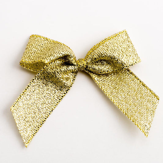 Gold 5cm Lurex Bows - Self Adhesive