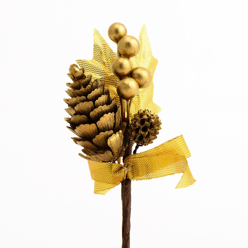 1 Stem - Gold Cone & Berries Spray