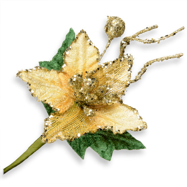 Gold Poinsettia Spray - Perfect Tables