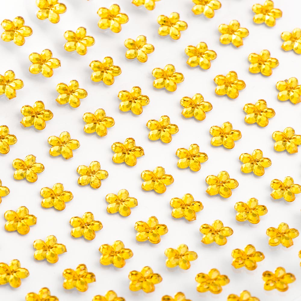 Gold Self Adhesive Flowers 6mm Sheet of 100