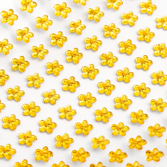 Gold Self Adhesive Flowers 6mm Sheet of 100