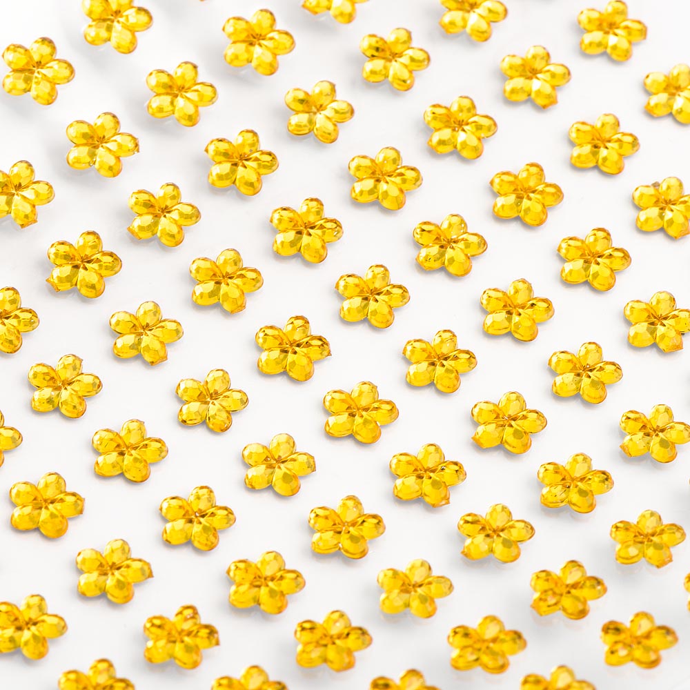 Gold Self Adhesive Flowers 6mm Sheet of 100