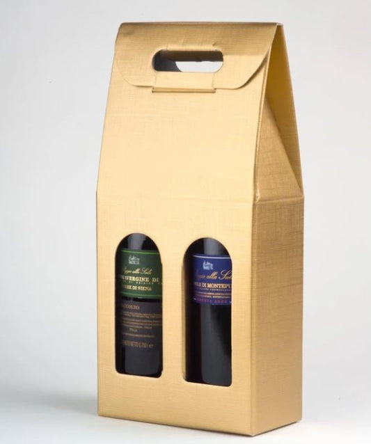 Gold Silk 2 Bottle Wine Box - Perfect Tables