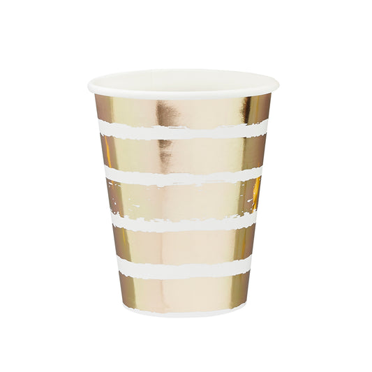 Gold Striped Paper Cups 10 Pack