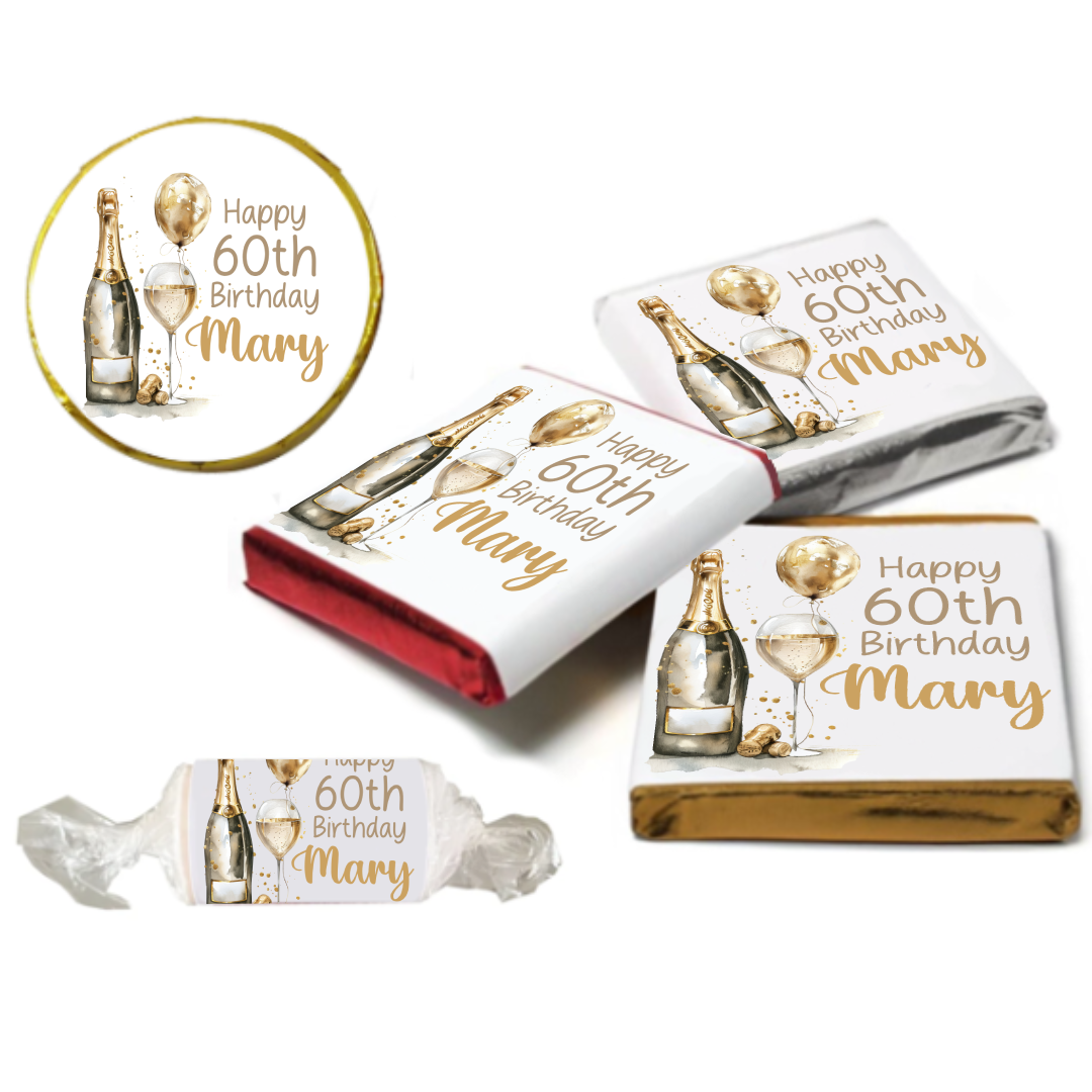 Personalised Gold Champagne Bottle Chocolate Neapolitan Sweets
