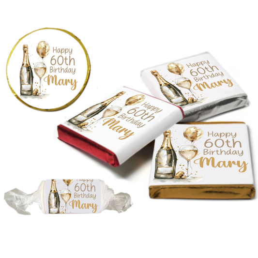 Personalised Gold Champagne Bottle Chocolate Neapolitan Sweets