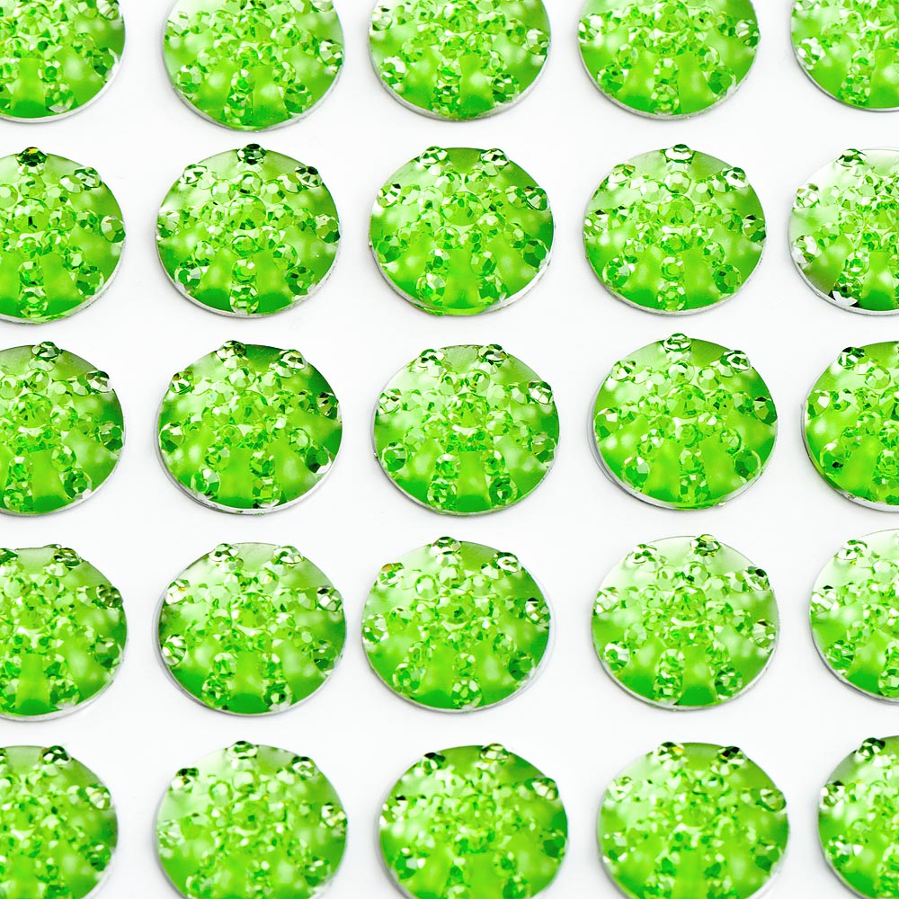 Green Sparkle Encrusted Jewels 10mm Sheet of 50
