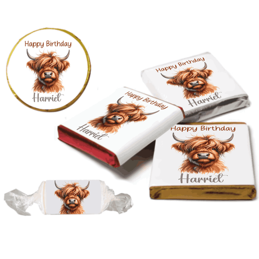 Personalised Highland Cow Chocolate Neapolitan Sweets