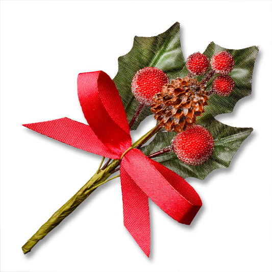 Holly Berries & Cone Spray