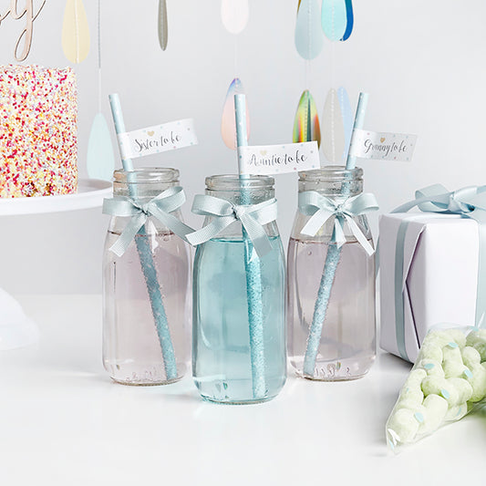 Individual Glass Milk Bottle with Ribbon - Unisex