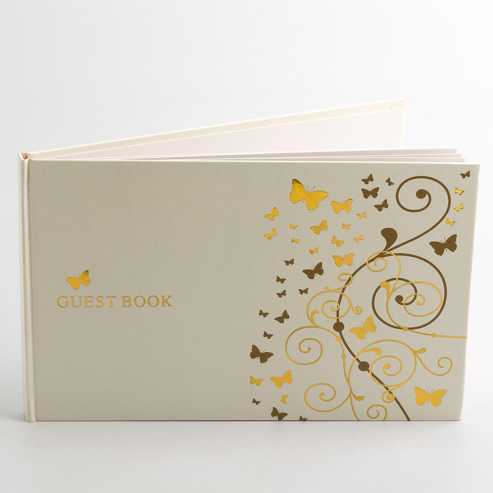 Ivory Guest Book with Gold Butterflies - 60 Pages