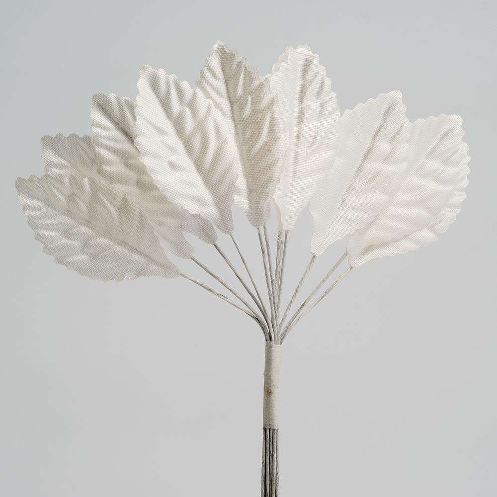 Ivory Satin Leaves Bunch of 12