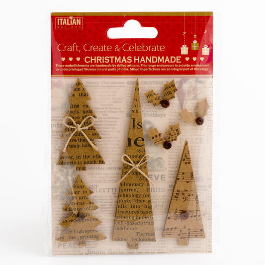 Kraft Christmas Trees 2.2cm to 10.5cm 7 Pack