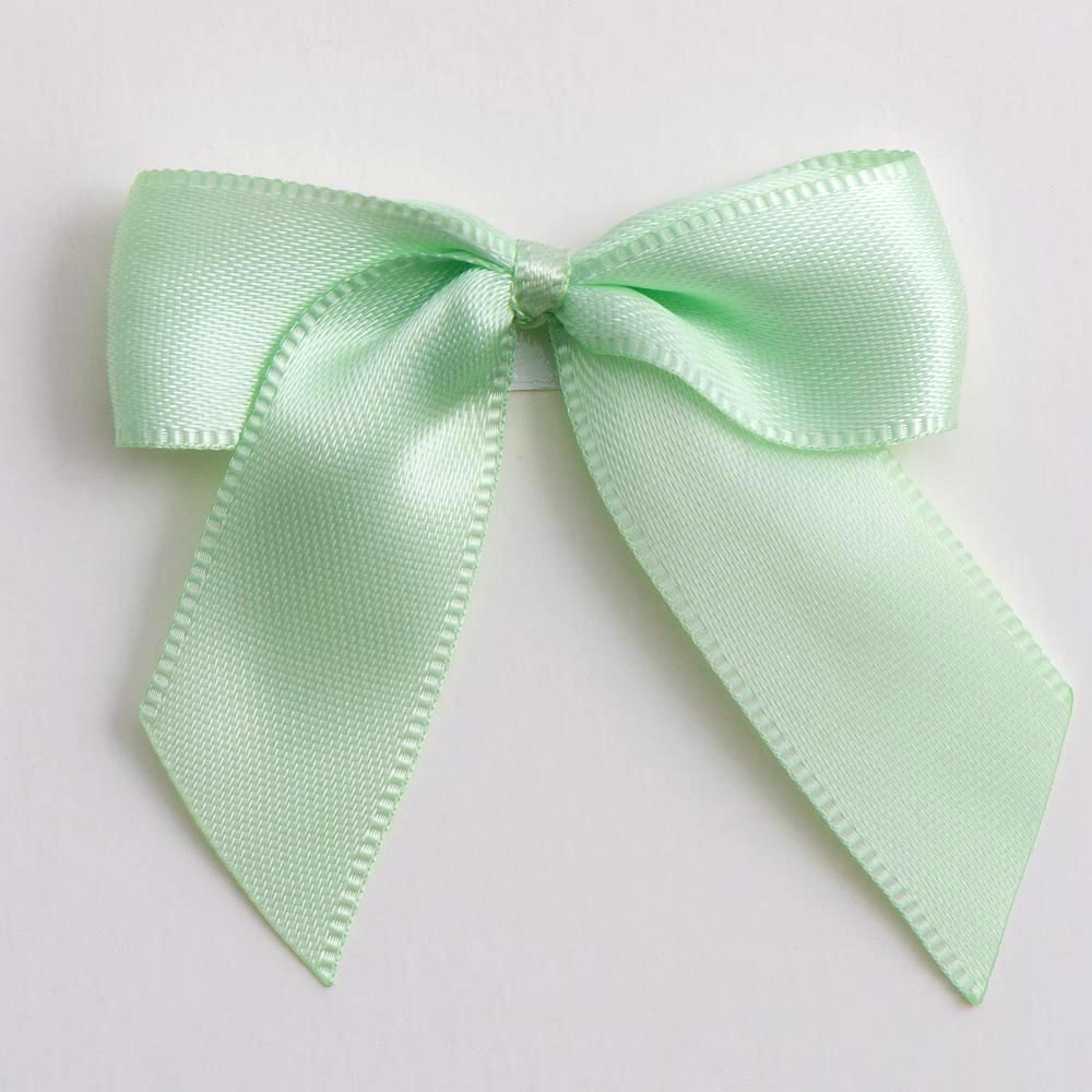 Light Green 5cm Satin Bows - Self Adhesive