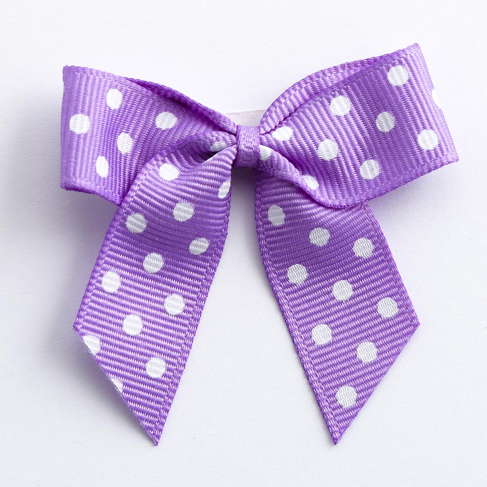 Lilac Polka Dot Bows - Self Adhesive