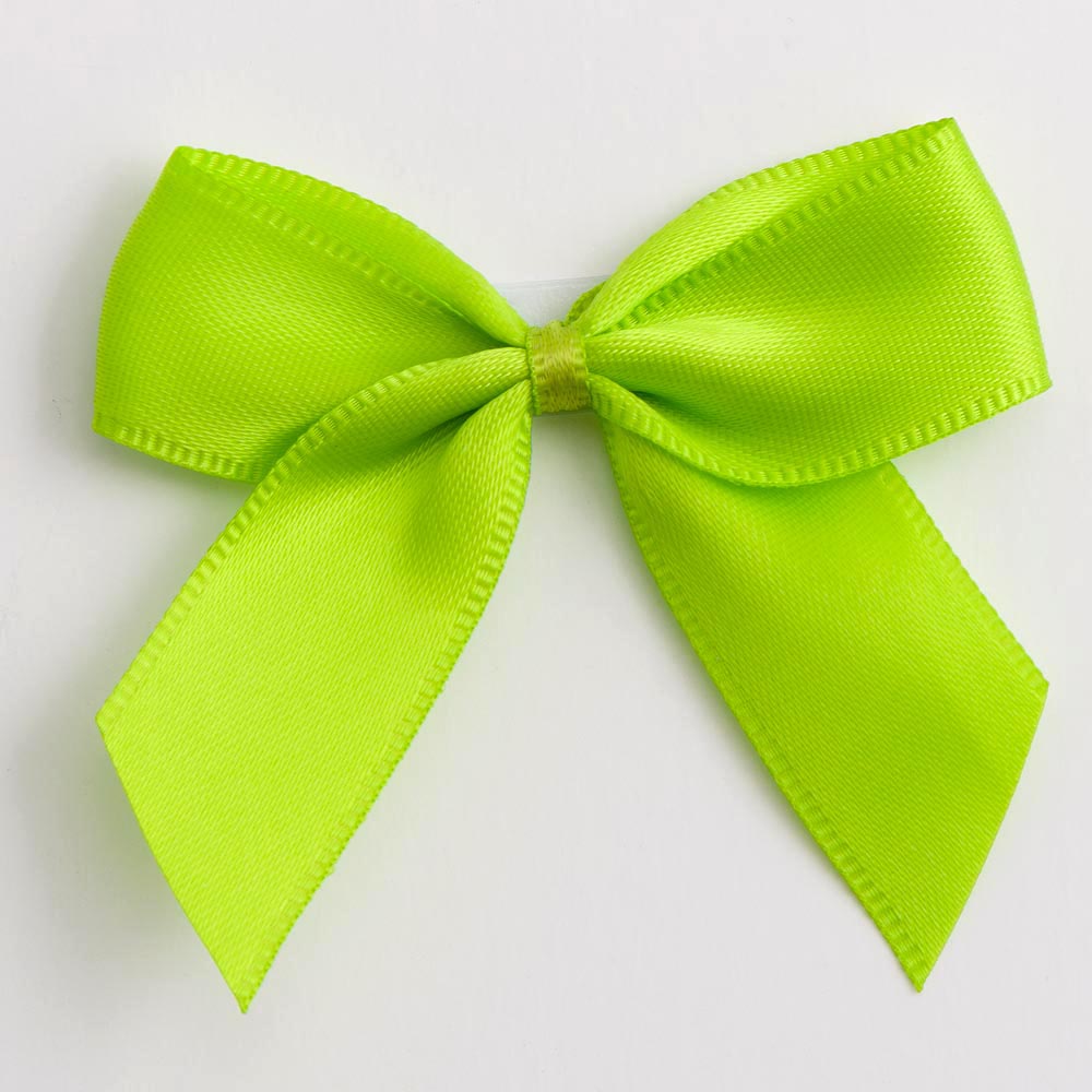 Lime 5cm Satin Bows - Self Adhesive