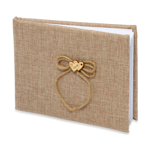 Hessian Guest Book with Love - 60 Pages - Perfect Tables