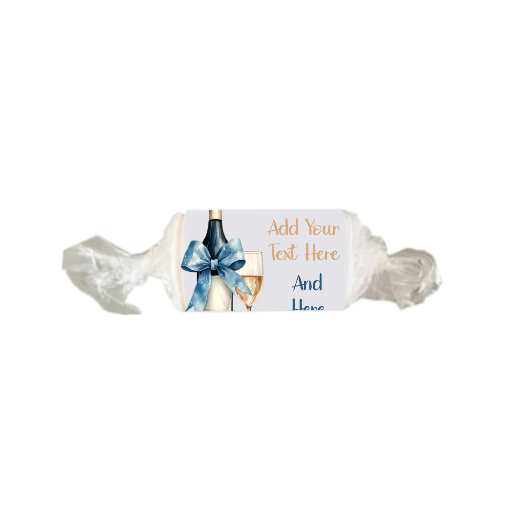 Personalised Chocolate Party Favours and Love Heart Rolls - Champagne Blue Bow