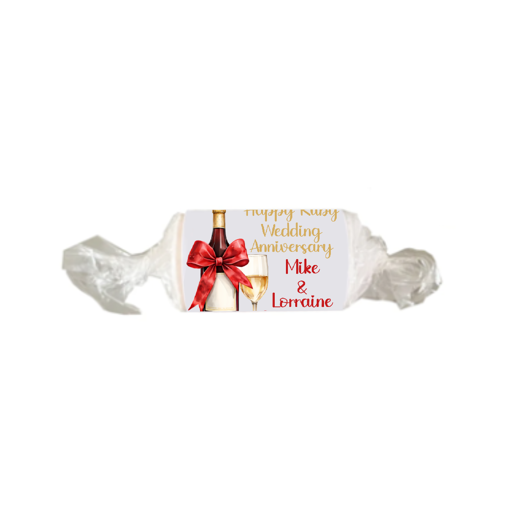 Personalised Chocolate Party Favours and Love Heart Rolls - Champagne Red Bow