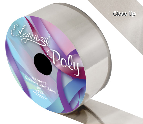 Metallic Silver 50mm Poly Ribbon