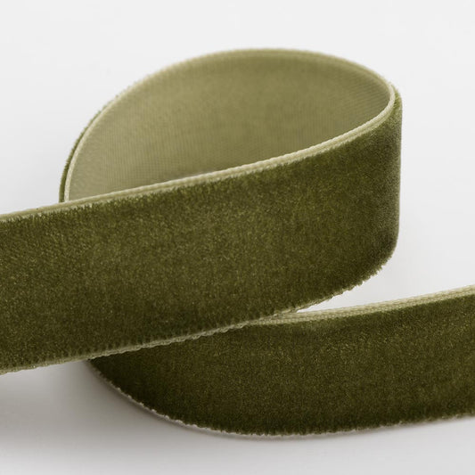 Moss Green Velvet Single Face Ribbon