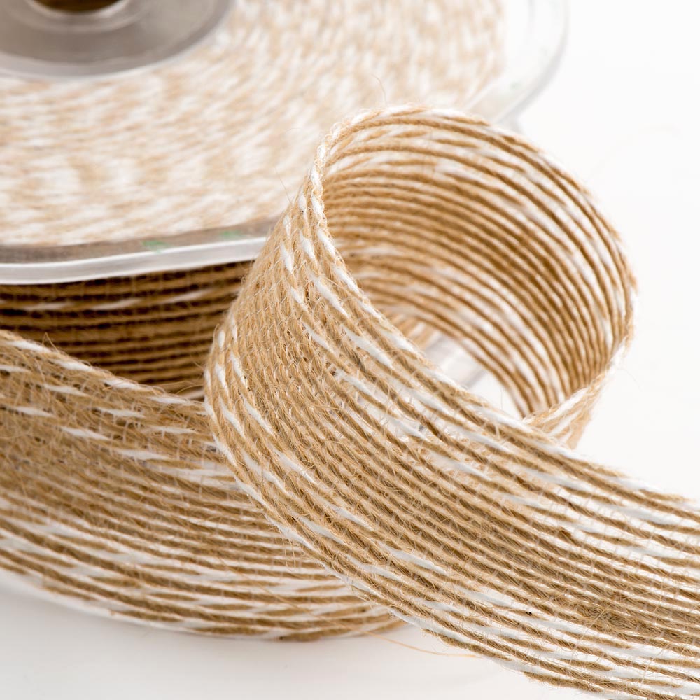 Natural Stitched Hessian Ribbon