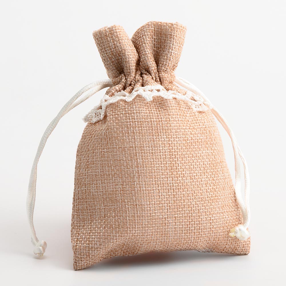 Natural & White Lace Linen Bag