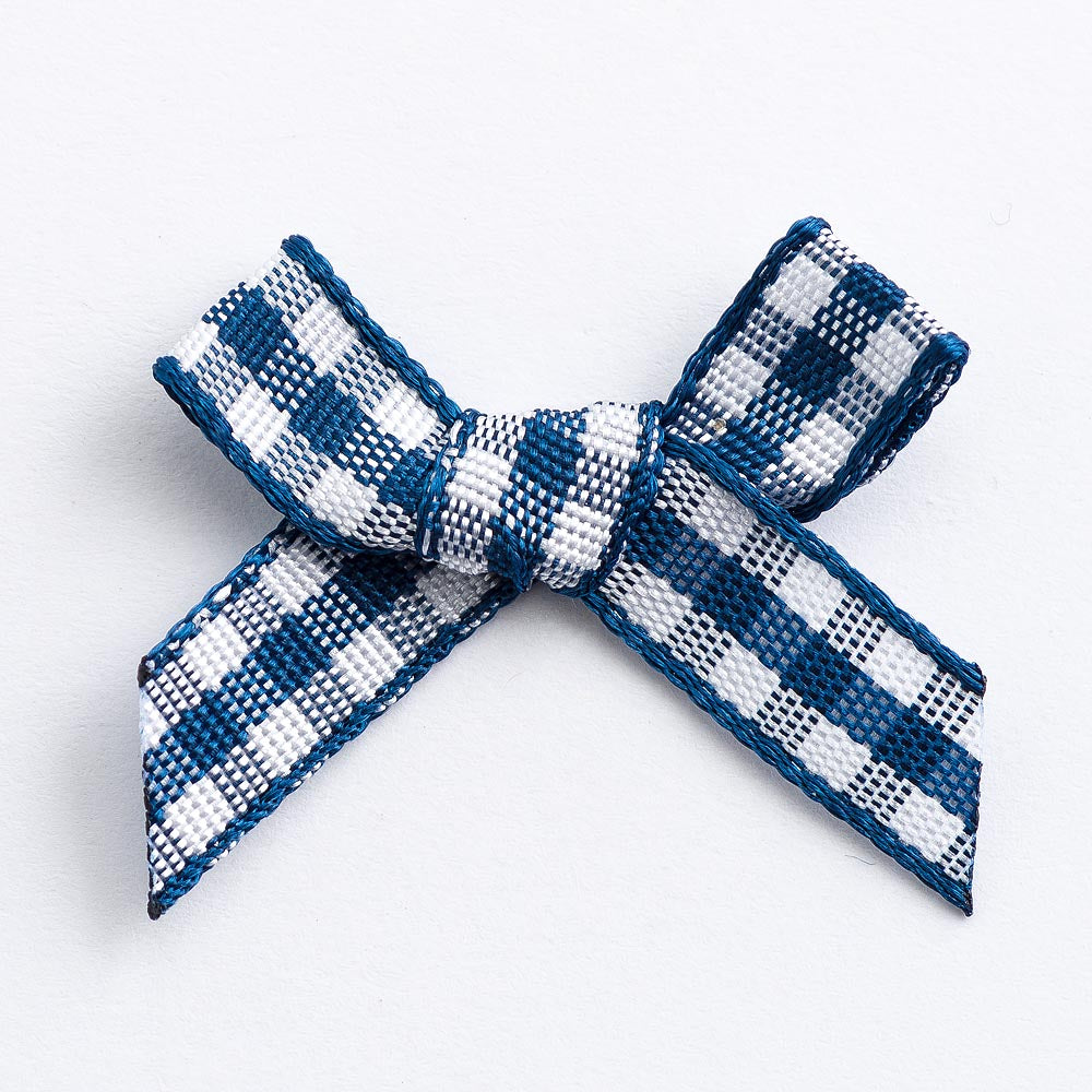 Navy 3cm Gingham Bows
