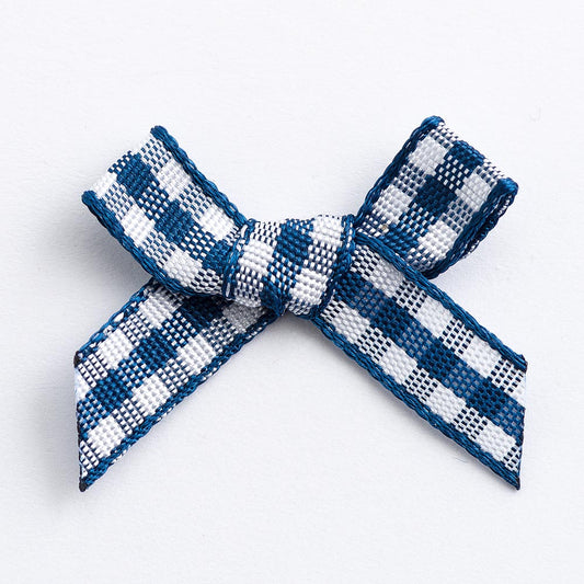 Navy  3cm Gingham Bows