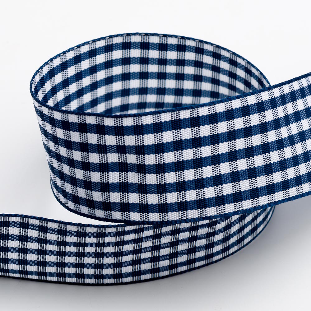 Navy Gingham Ribbon