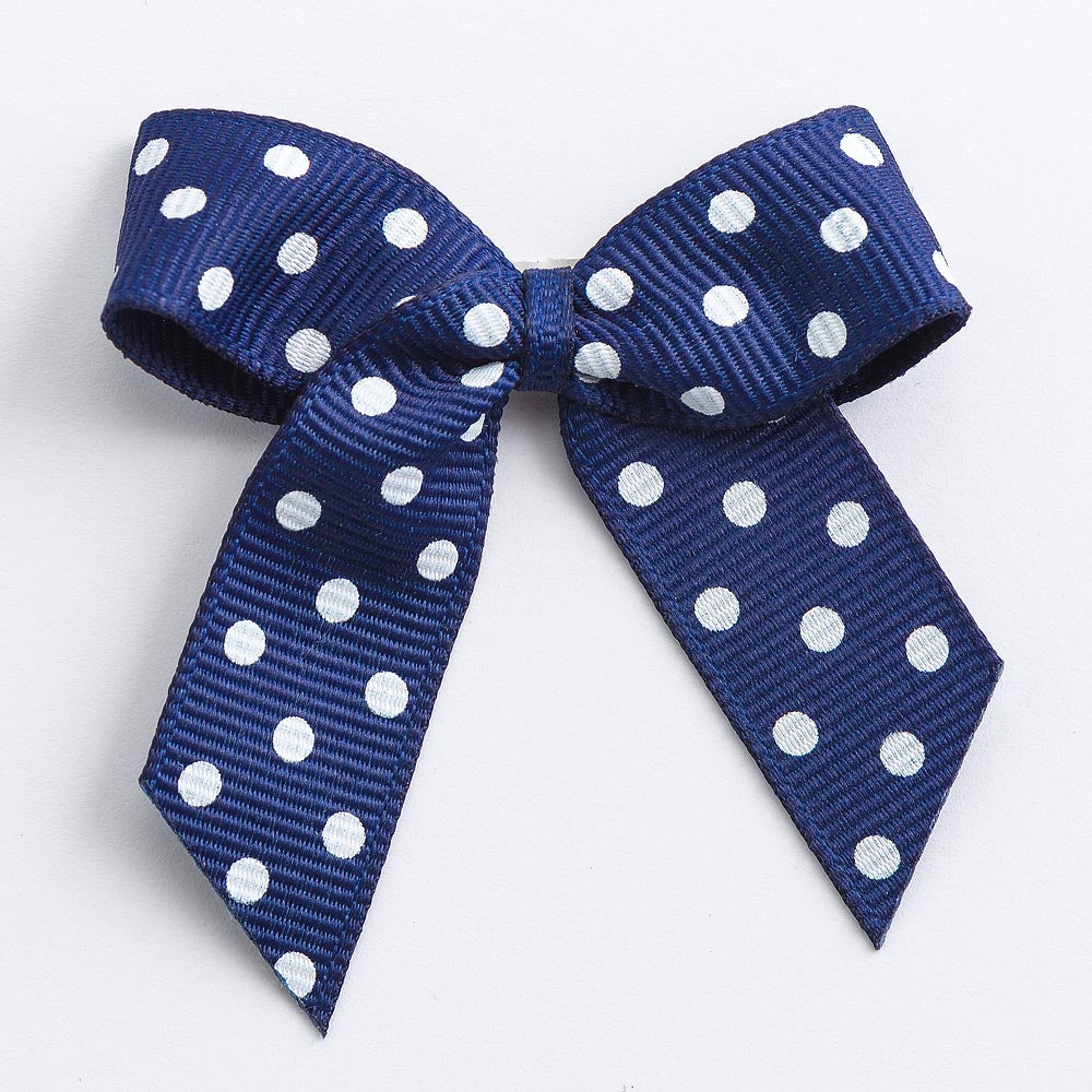 Navy Polka Dot Bows - Self Adhesive