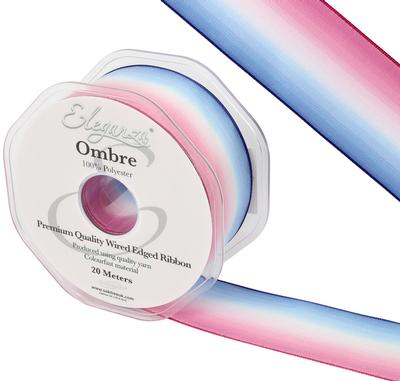 Baby Pink White Blue Ombre Ribbon No.294