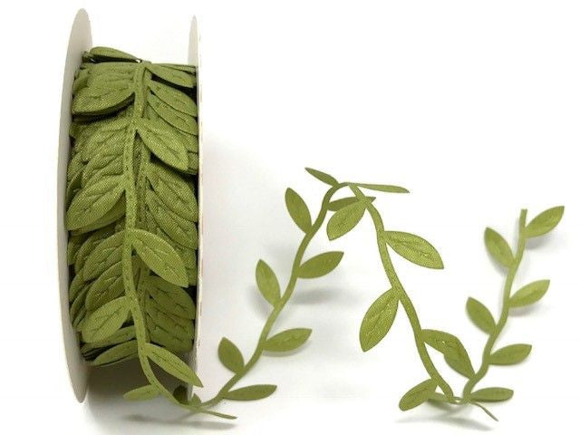 Olive/Moss Green Satin Leaf Ribbon
