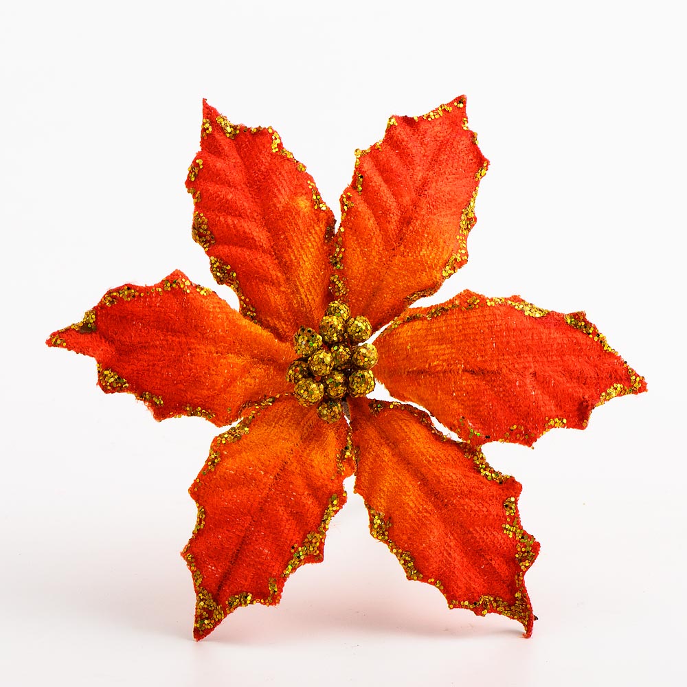 1 Stem - Large Orange Poinsettia