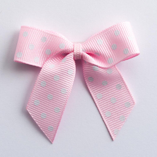 Pale Baby Pink Polka Dot Bows - Self Adhesive