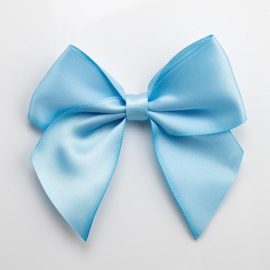 Pale Blue 10cm Satin Bows – Self Adhesive