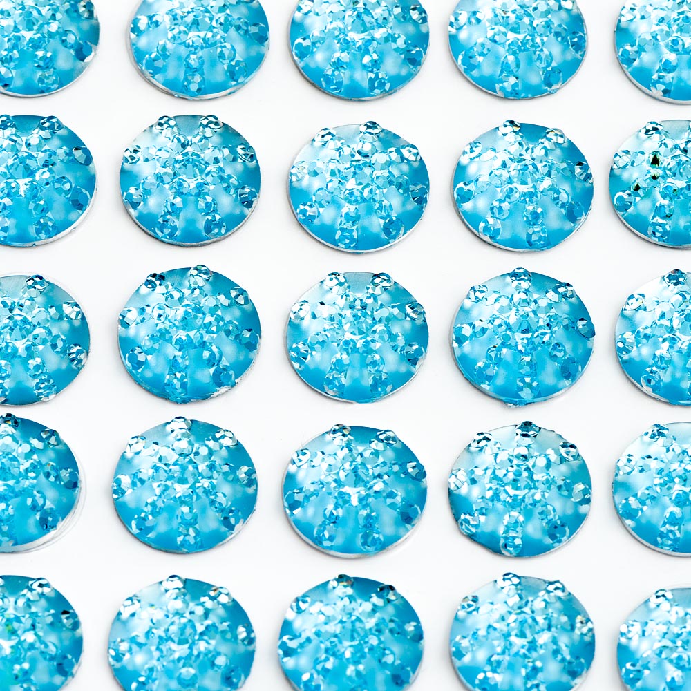 Pale Blue Sparkle Encrusted Jewels 10mm Sheet of 50