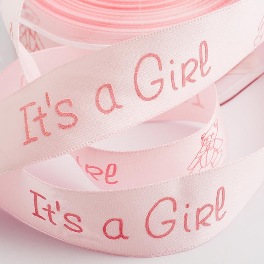 Pale Pink Its a Girl Satin Ribbon