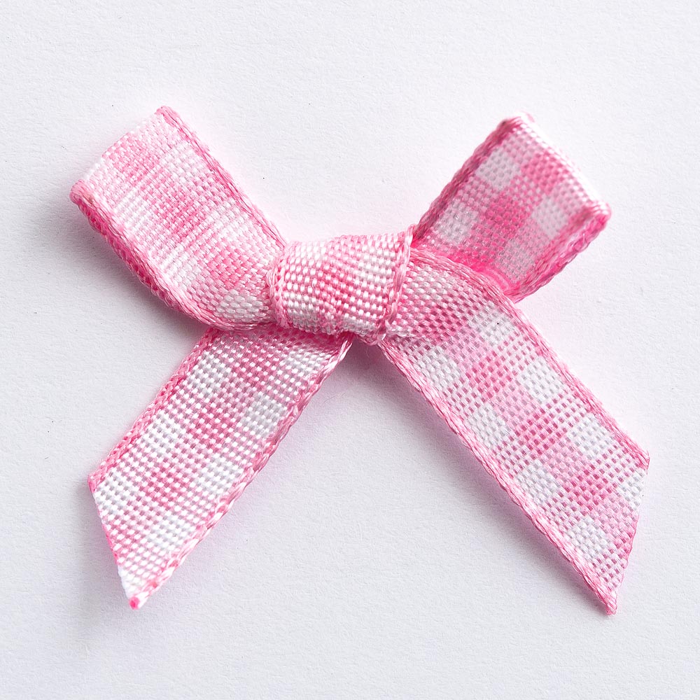 Pink 3cm Gingham Bows