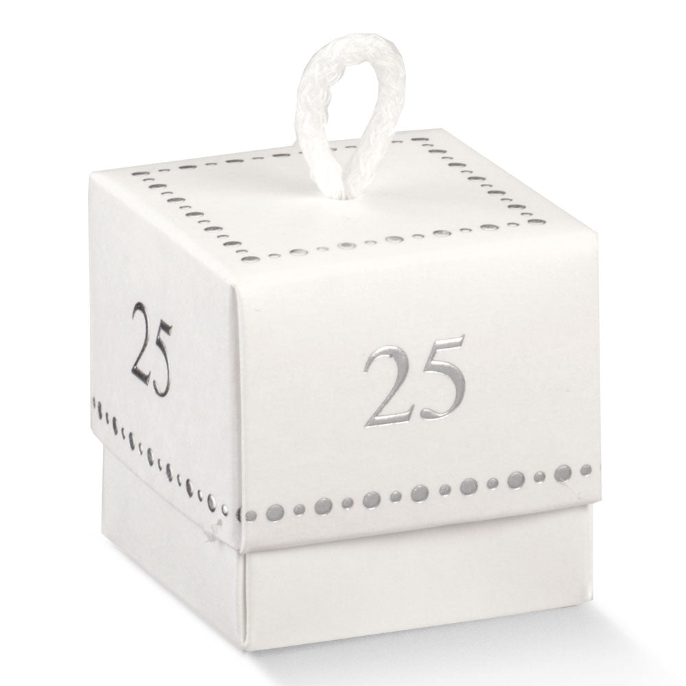 Powder White 50mm Cube Box with Cord Number 25 - Perfect Tables