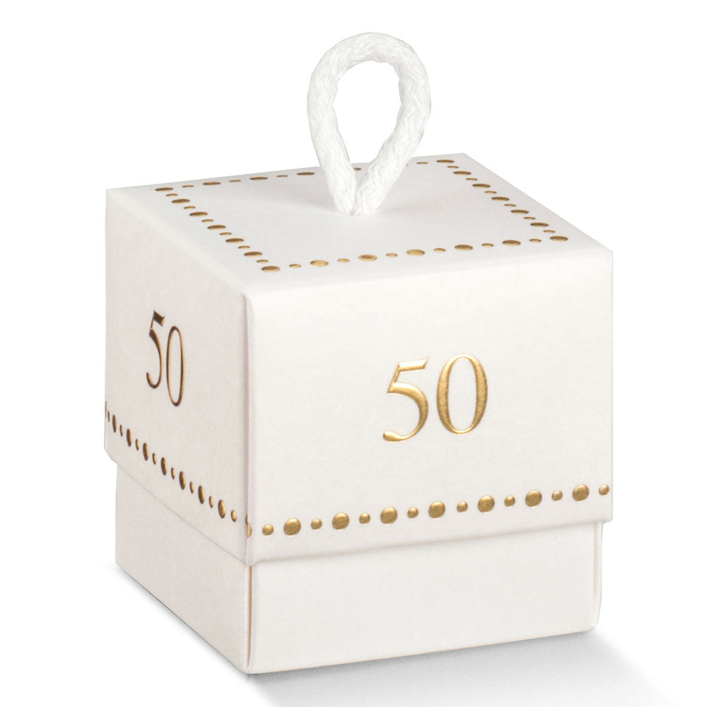 Powder White 50mm Cube Box with Cord Number 50