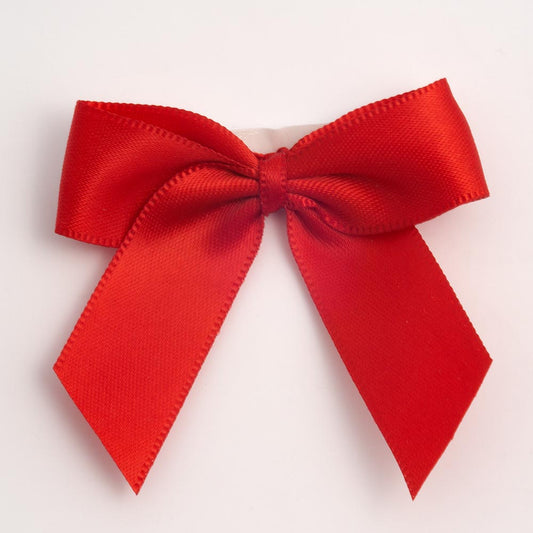 Red 5cm Satin Bows - Self Adhesive