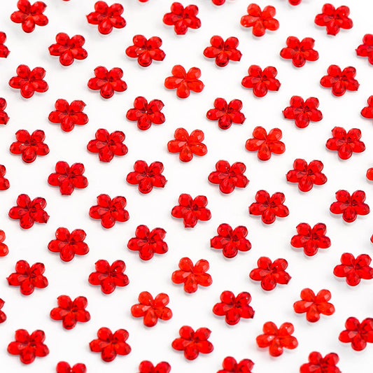 Red Self Adhesive Flowers 6mm Sheet of 100