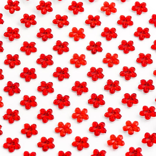Red Self Adhesive Flowers 6mm Sheet of 100