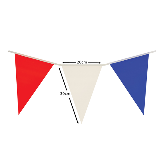 10m (20 Flags) Red, White and Blue Pennant Bunting
