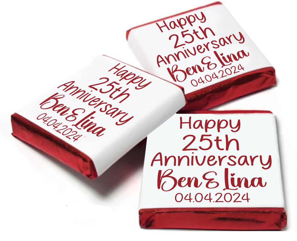 Personalised Written Chocolate Neapolitan Sweets for Birthdays, Weddings, Anniversary, Baby Shower, Christmas etc Custom Text