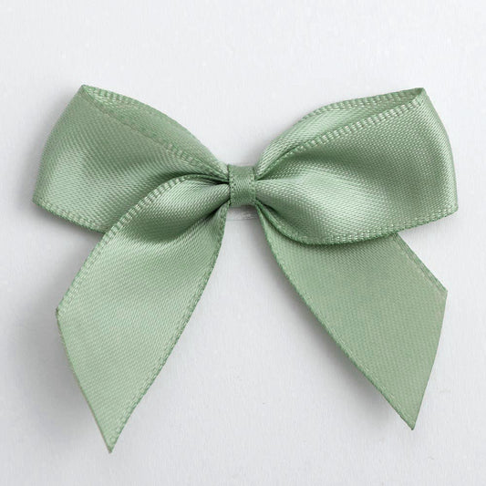 Sage Green 5cm Satin Bows - Self Adhesive