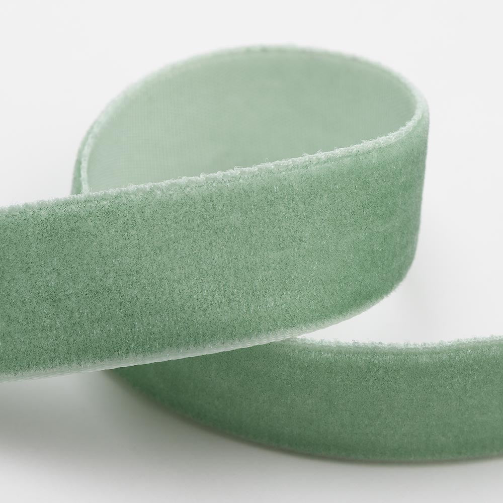 Sage Green Velvet Single Face Ribbon