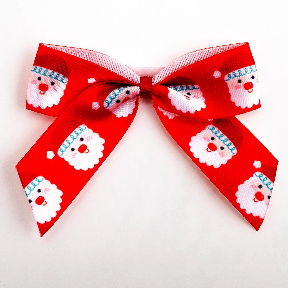 Santa Red 5cm Satin Christmas Bows - Self Adhesive