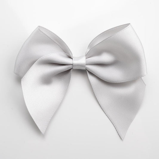 Silver 10cm Satin Bows – Self Adhesive